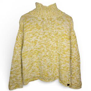 Shannon Passero Chunky Mock Neck Sweater Women Yellow White Mix Knit M